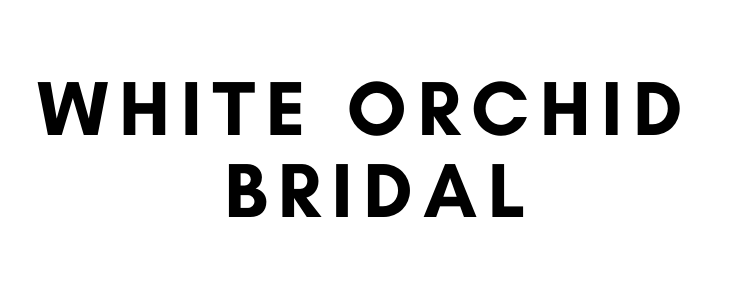 white Orchid logo Black bold text