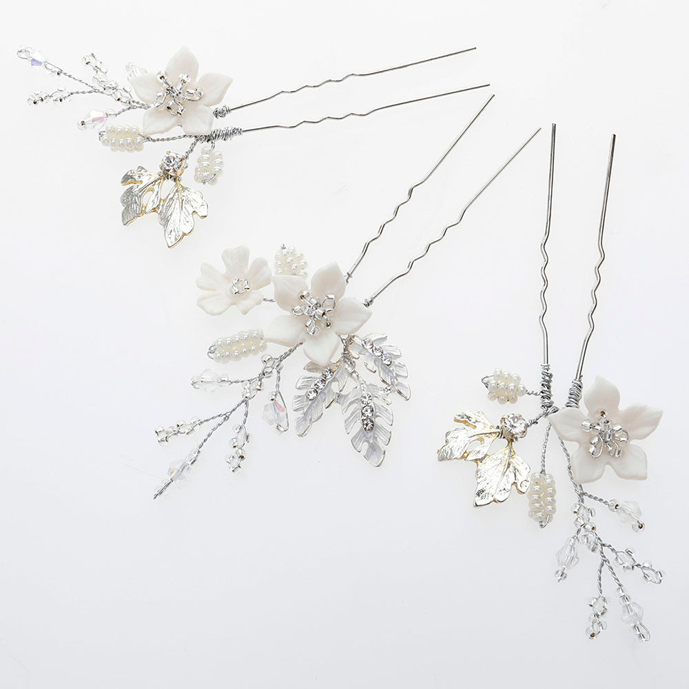 Gardenia Bridal Hair Pins Set of 3