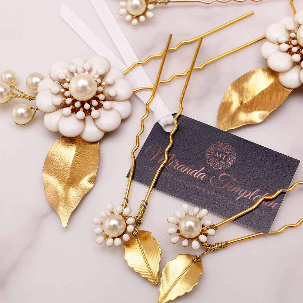 Hydrangea Bridal Hair Pins, Set of 5
