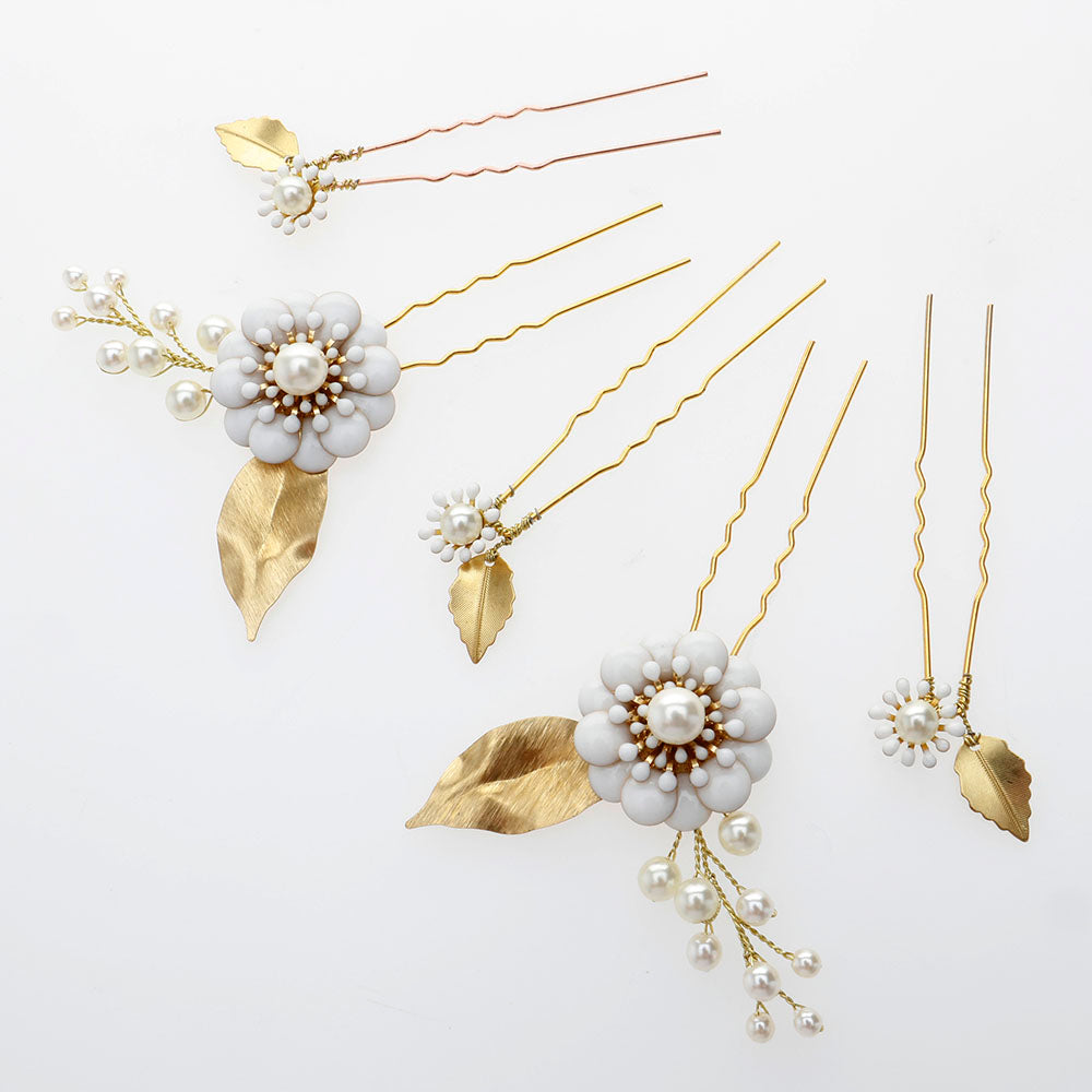 Hydrangea Bridal Hair Pins, Set of 5