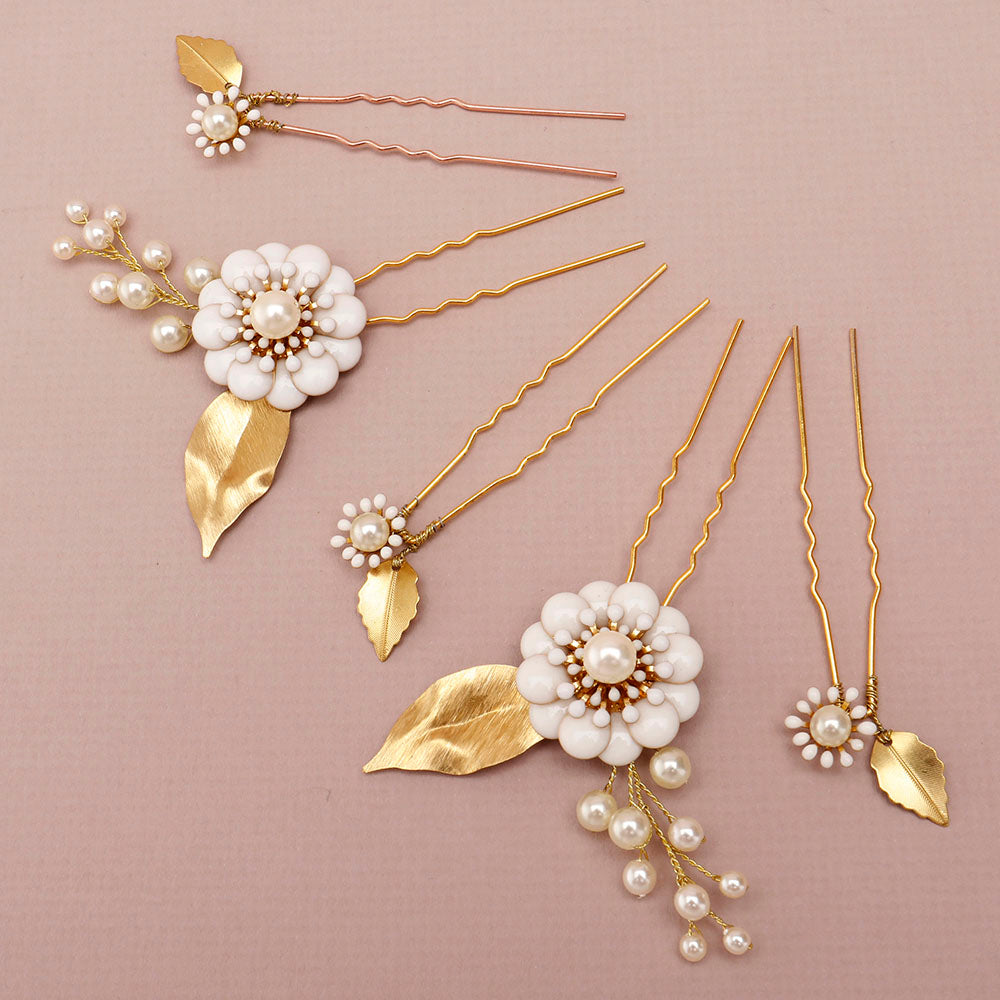 Hydrangea Bridal Hair Pins, Set of 5