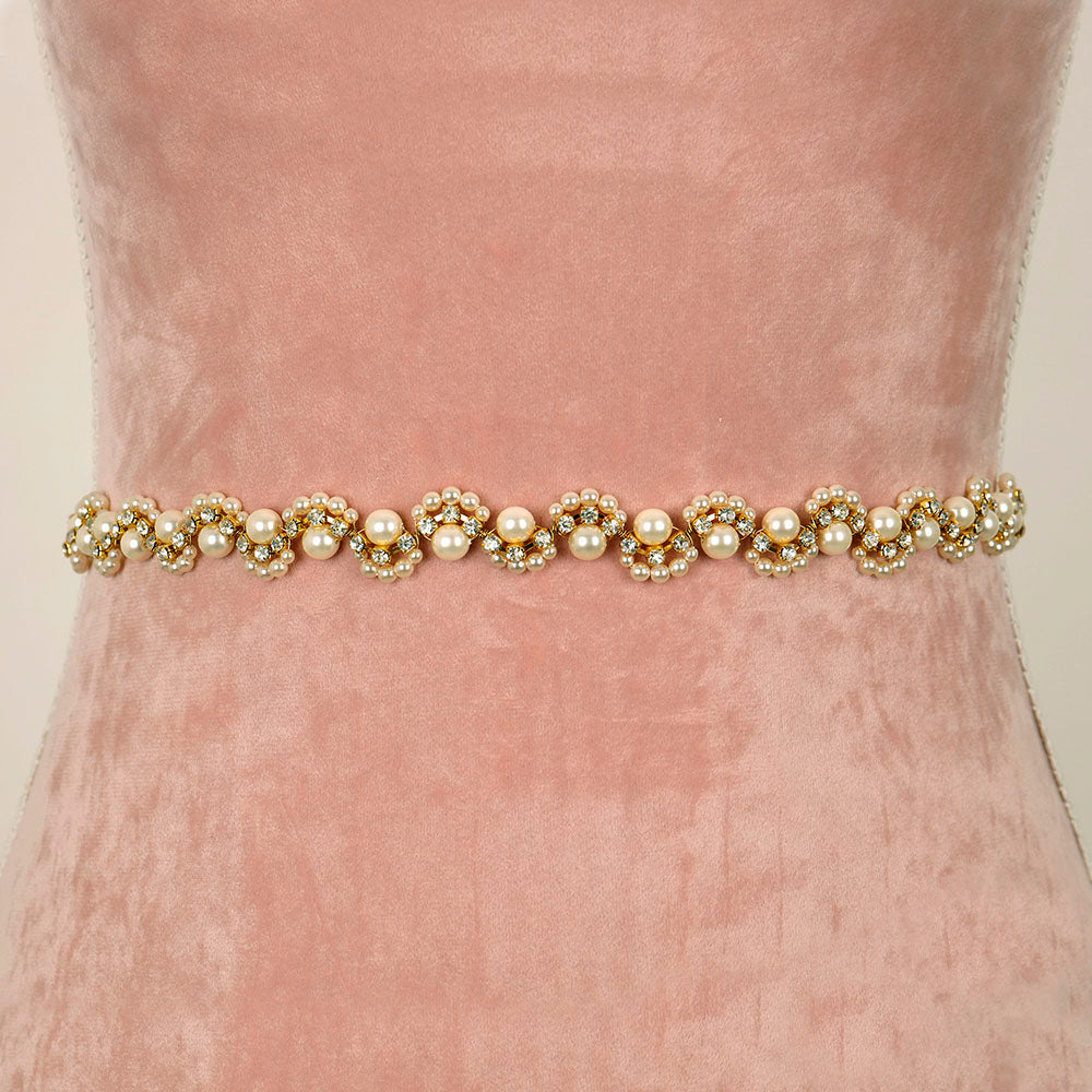 Winterberry Bridal Belt with Ribbon Ties