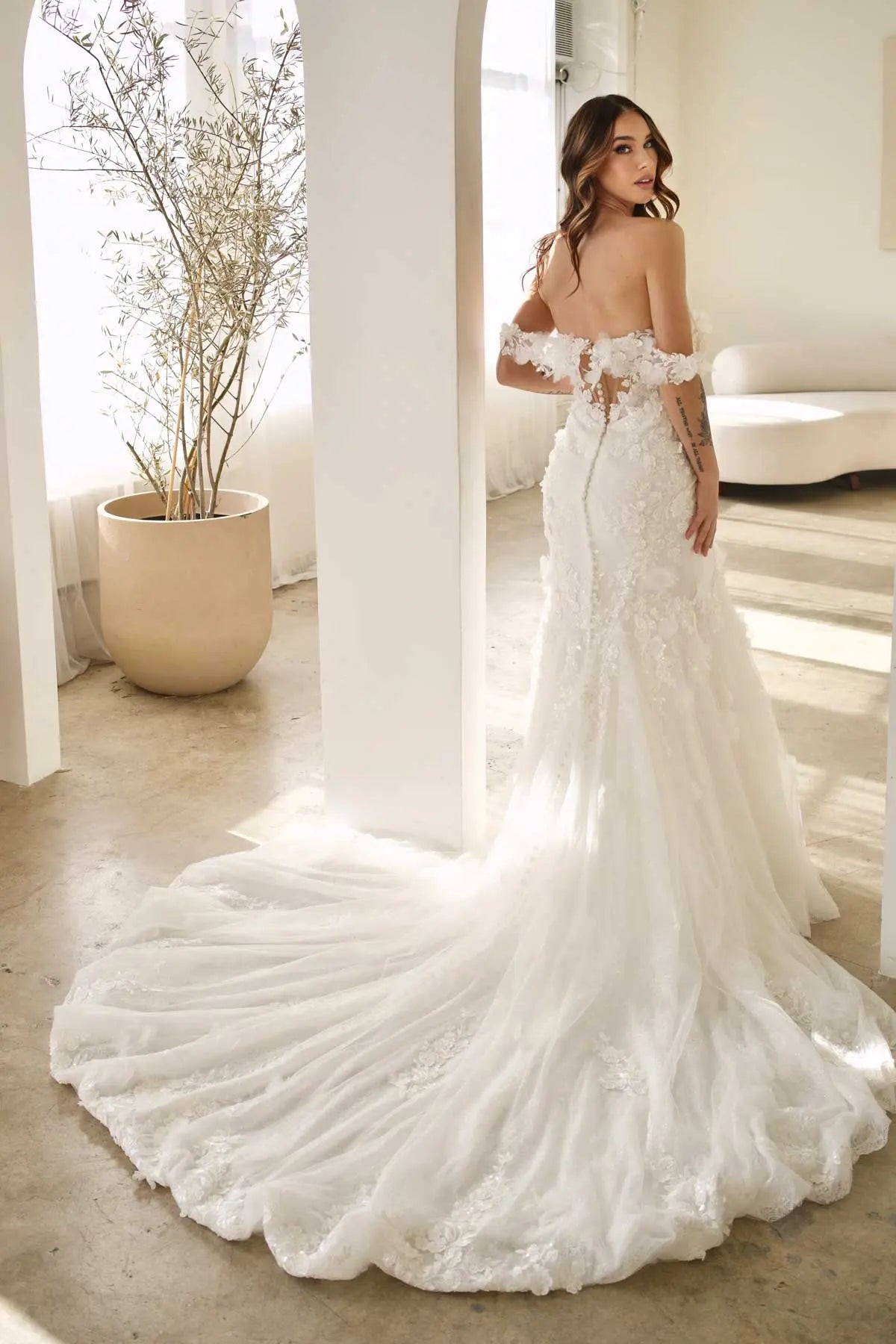 Martina liana off shop the shoulder wedding dress