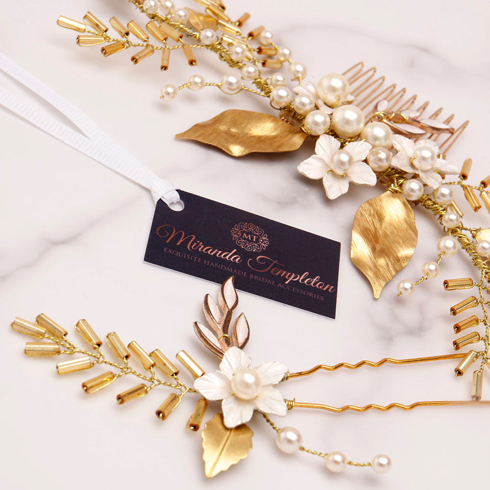 Oleander Bridal Hair Pins, Set of 3