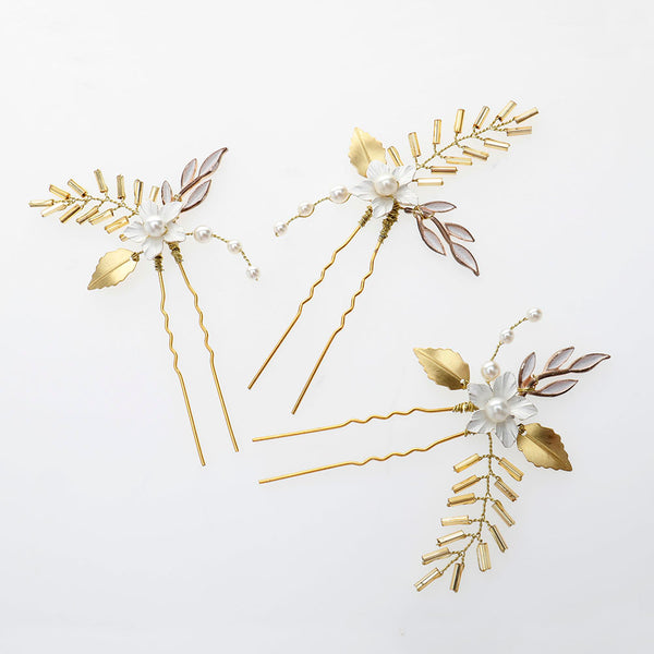 Oleander Bridal Hair Pins, Set of 3