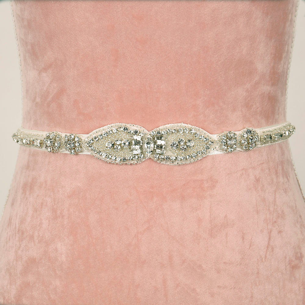 Peony Bridal Belt with Ribbon Ties