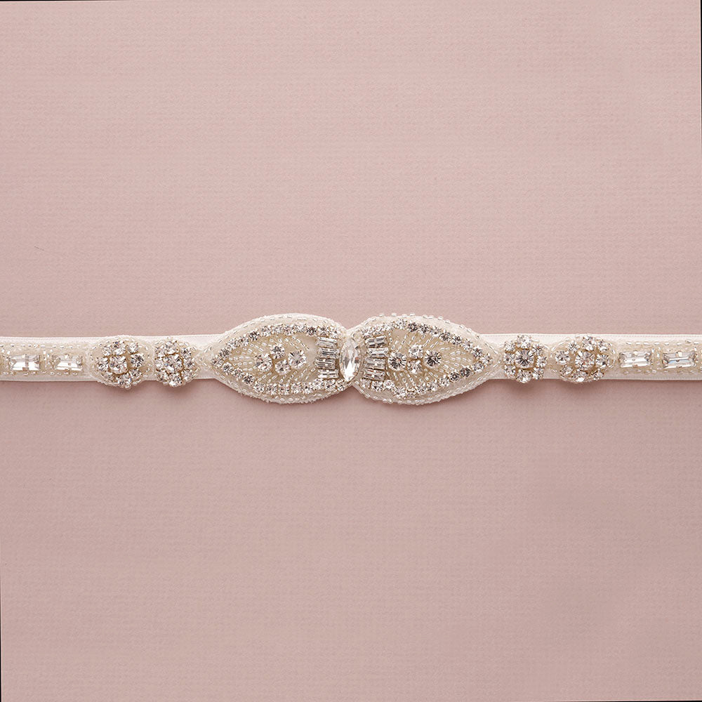 Peony Bridal Belt with Ribbon Ties